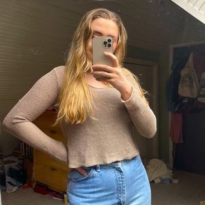 Eileen Fisher 100% Linen Knit Neutral Top